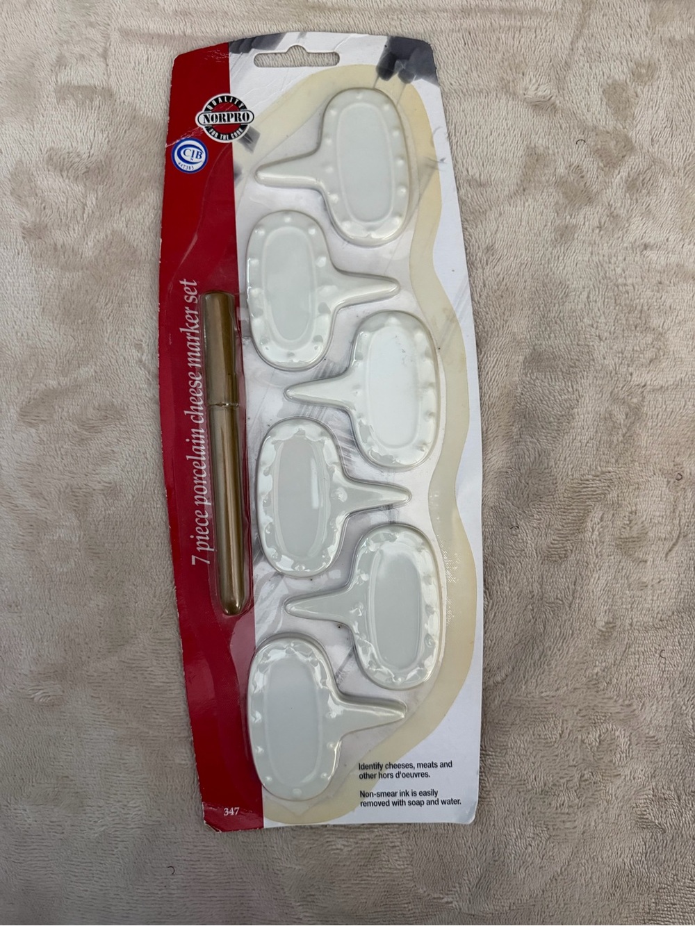 Norpro White Porcelain Cheese Marker Set - 7-Piece